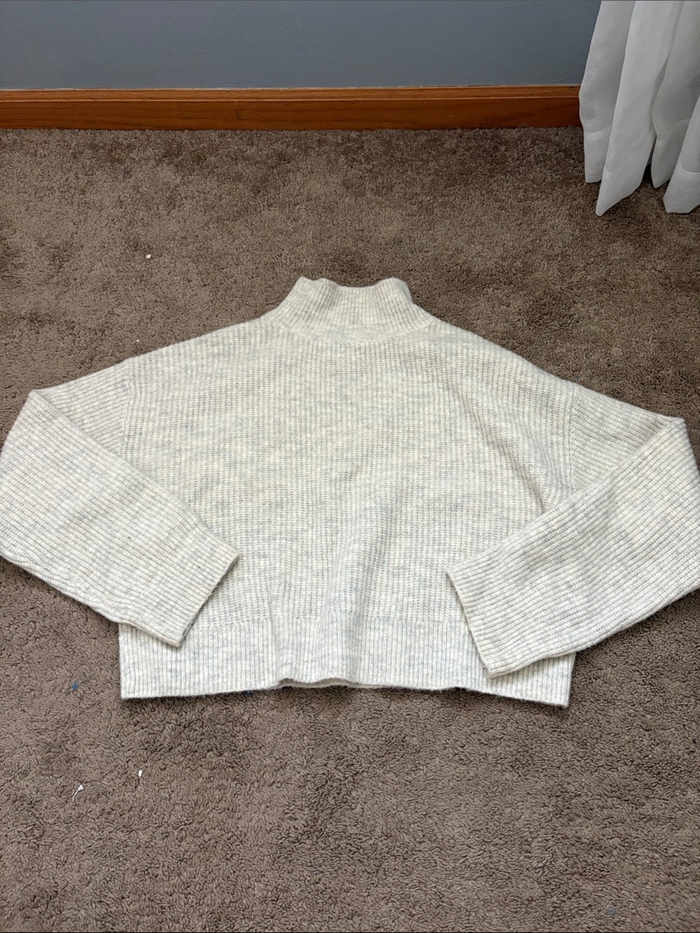 Nordstrom Cream Ribbed Mock Neck Sweater
